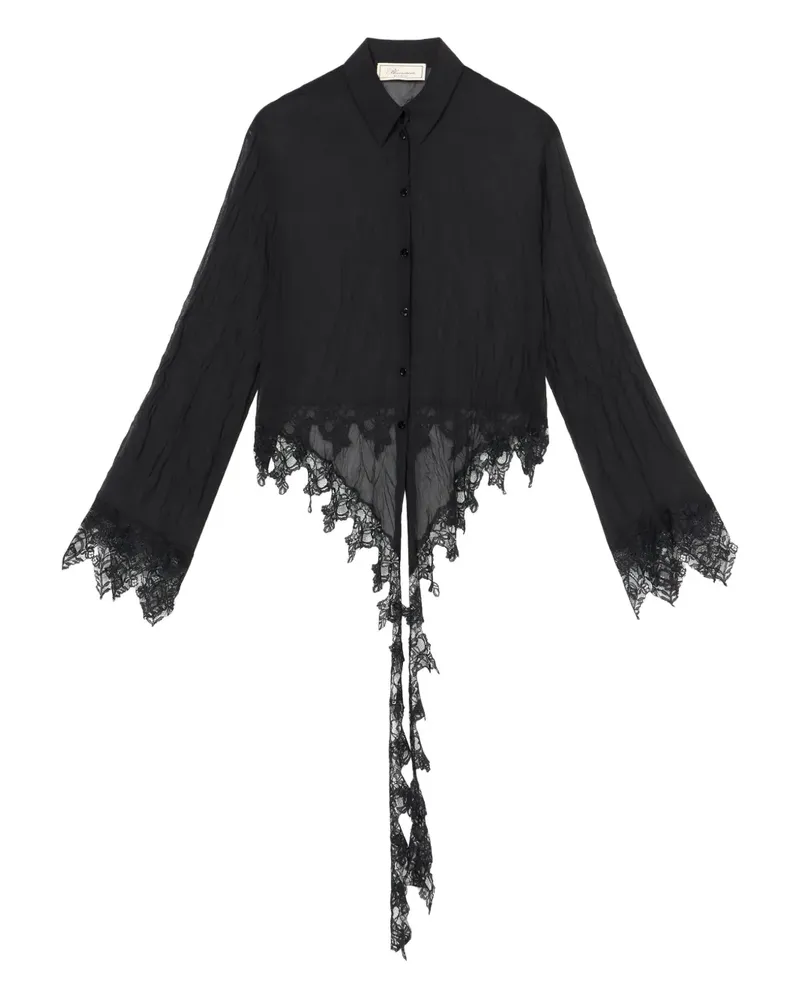 Blumarine Semi-transparentes Hemd mit Spitzendetail - Schwarz Schwarz