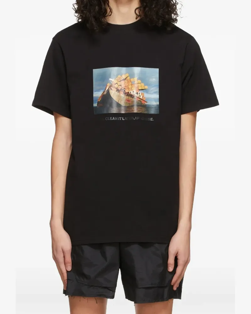 FourTwoFour on Fairfax T-Shirt mit grafischem Print - Schwarz Schwarz