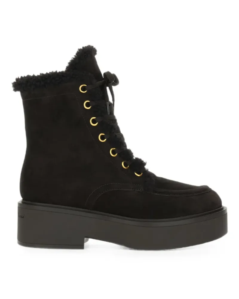 Gianvito Rossi Schnürstiefel mit Shearling-Besatz - Braun Braun