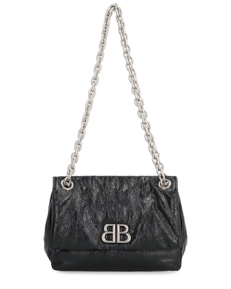 Balenciaga Mini Monaco Tasche mit Logo-Applikation - Schwarz Schwarz