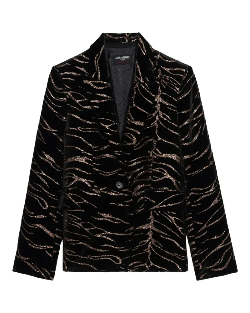 Zadig & Voltaire Vavy Samtblazer mit Tigerstreifen - Schwarz Schwarz