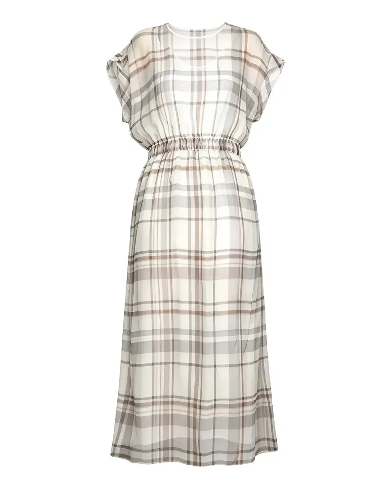 Brunello Cucinelli check-print midi dress - Nude Nude