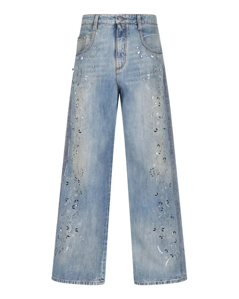 Ermanno Scervino crystal-embellished laser-cut jeans - Blau Blau