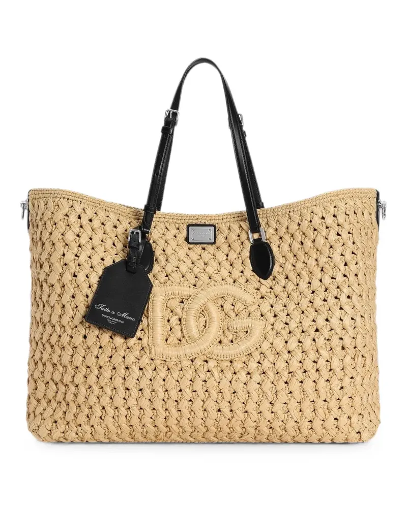 Dolce & Gabbana Atene raffia shopping bag - Nude Nude