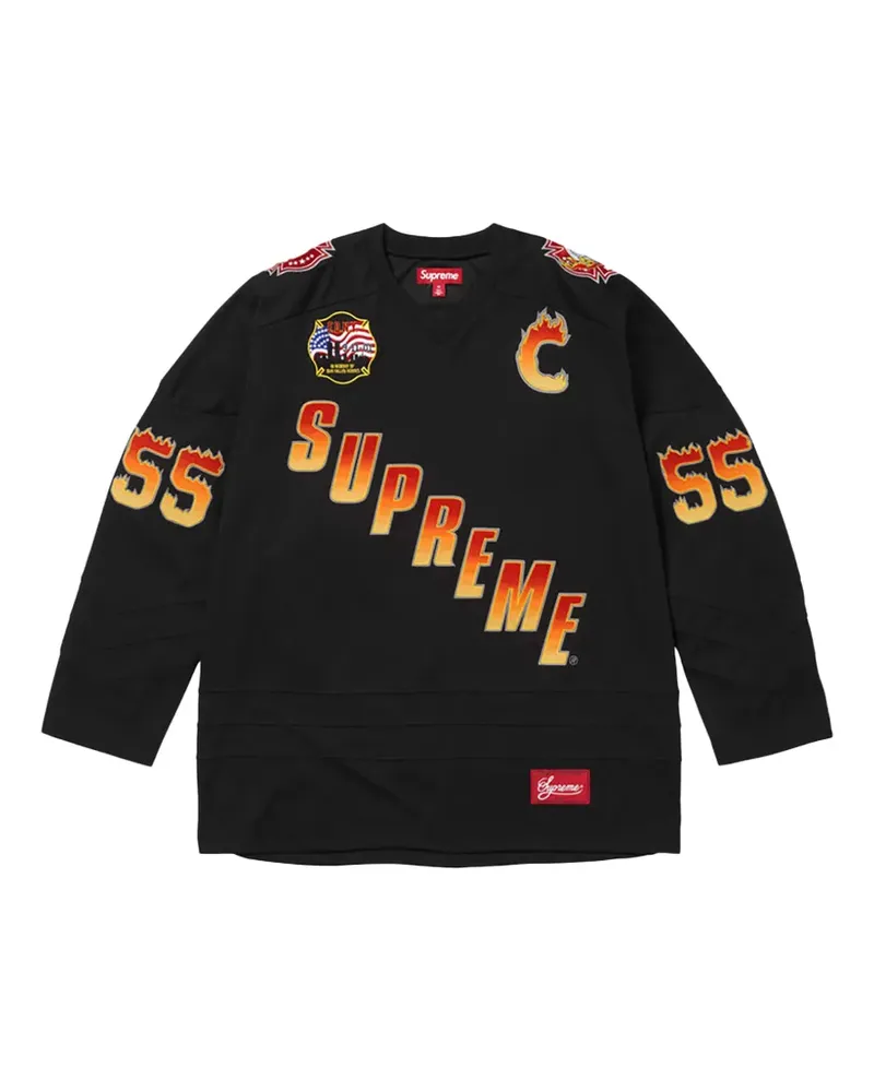 Supreme Being x FDNY T-Shirt aus Hockey-Jersey - Schwarz Schwarz