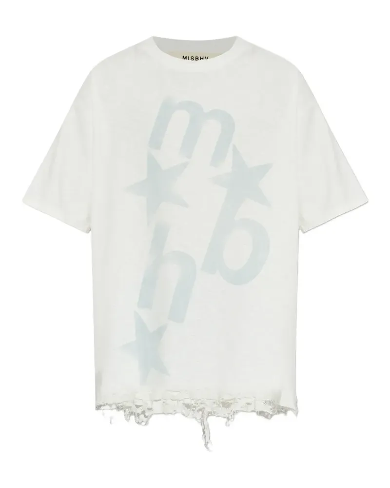MISBHV logo-print distressed T-shirt - Weiß Weiß