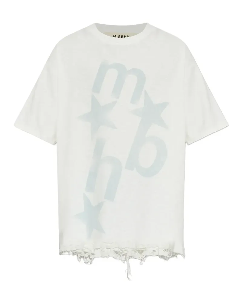 MISBHV logo-print distressed T-shirt - Weiß Weiß