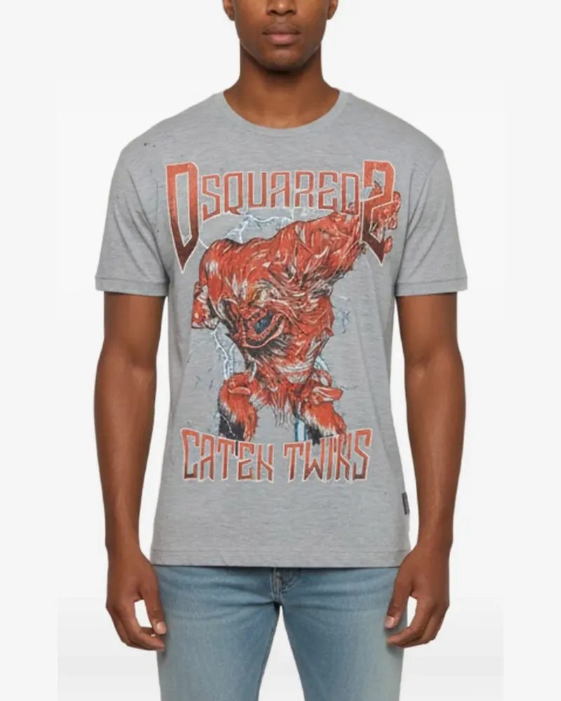 Dsquared2 Monster graphic-print distressed T-shirt - Grau Grau