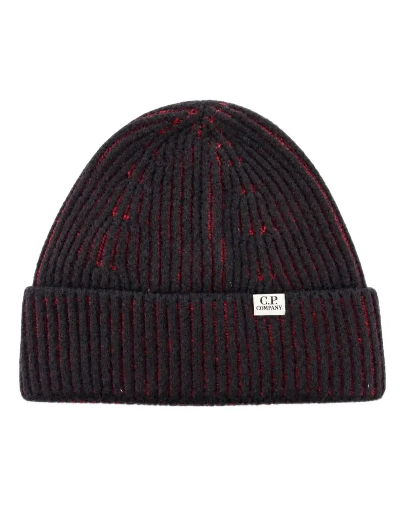 C.P. Company Gerippte Beanie mit Umschlag - Schwarz Schwarz
