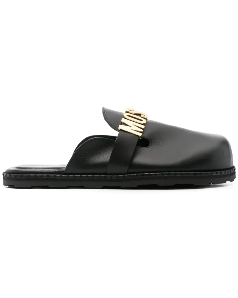 Moschino Sandalen mit Logo-Schild - Schwarz Schwarz