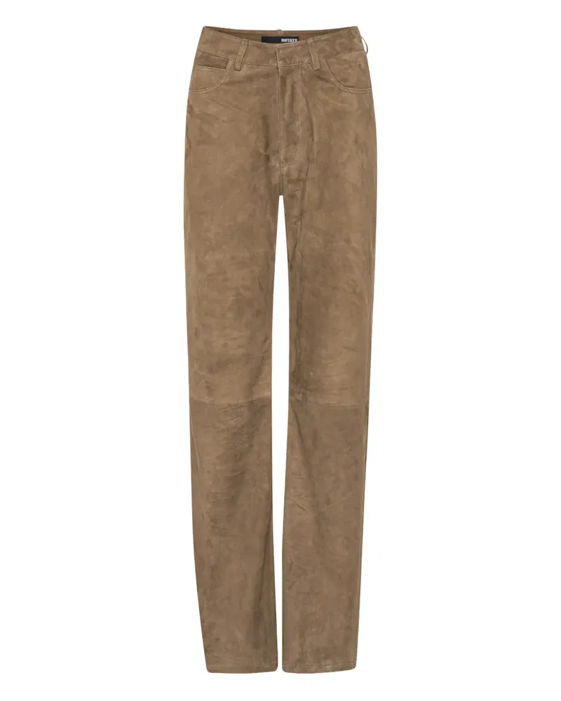 ROTATE Birger Christensen Gerade Wildlederhose - Braun Braun