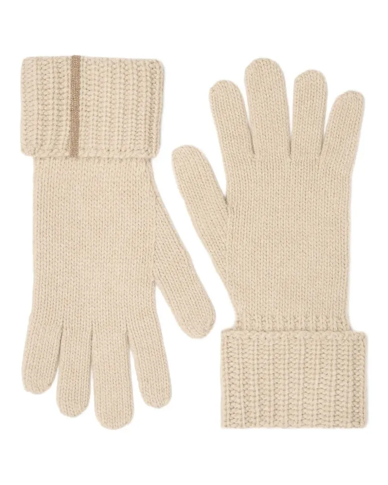 Fabiana Filippi Handschuhe aus Rippstrick mit Perlen - Nude Nude