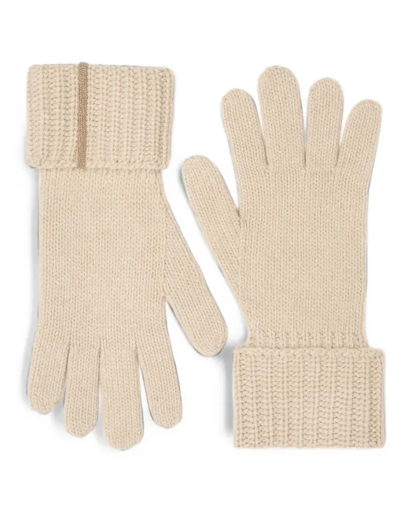 Fabiana Filippi Handschuhe aus Rippstrick mit Perlen - Nude Nude