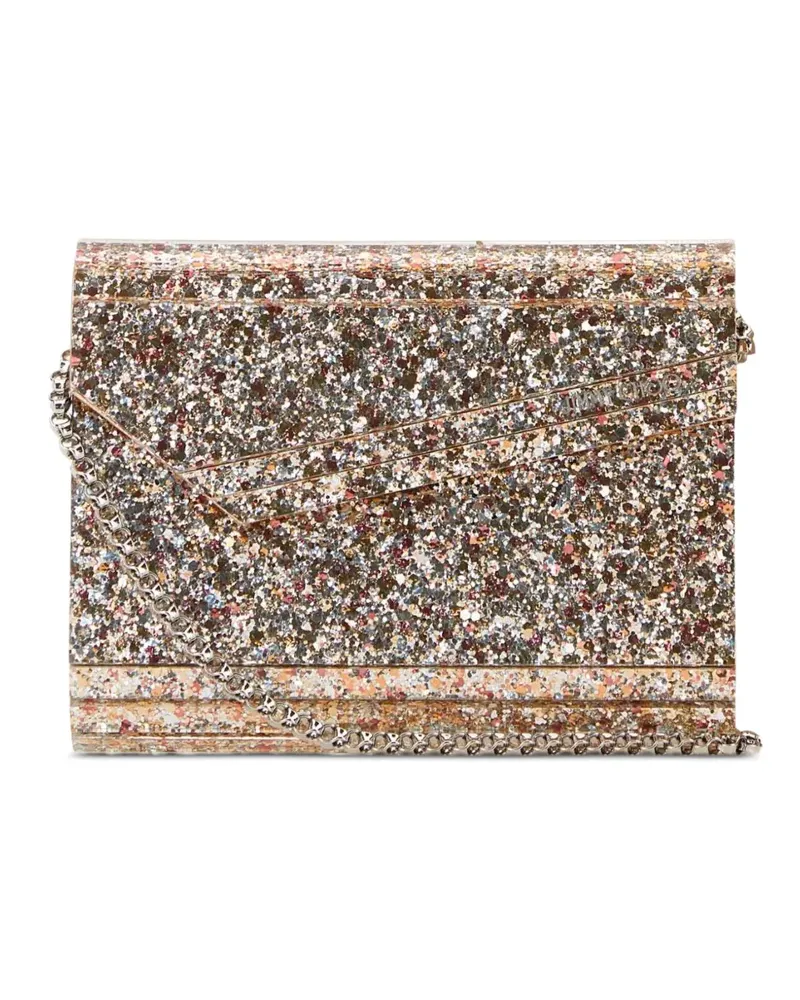 Jimmy Choo Candy glitter-embellished clutch bag - Nude Nude