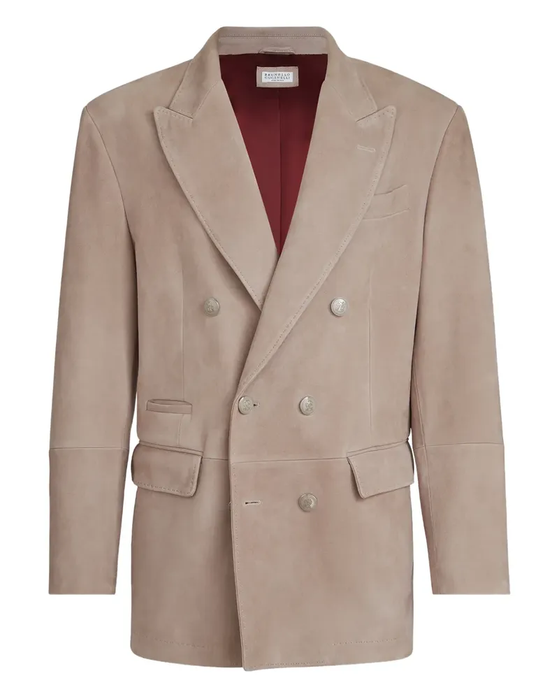 Brunello Cucinelli Sakko aus Wildleder mit Metallknöpfen - Braun Braun
