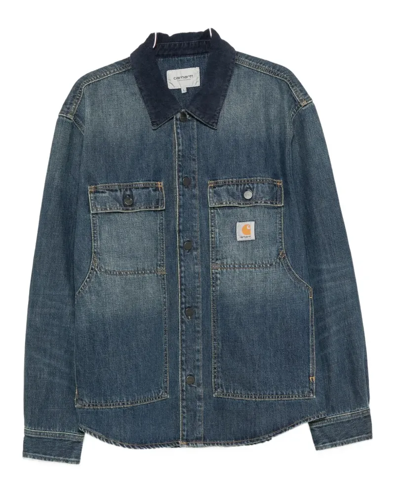 Carhartt WIP logo-patch button-down jacket - Blau Blau