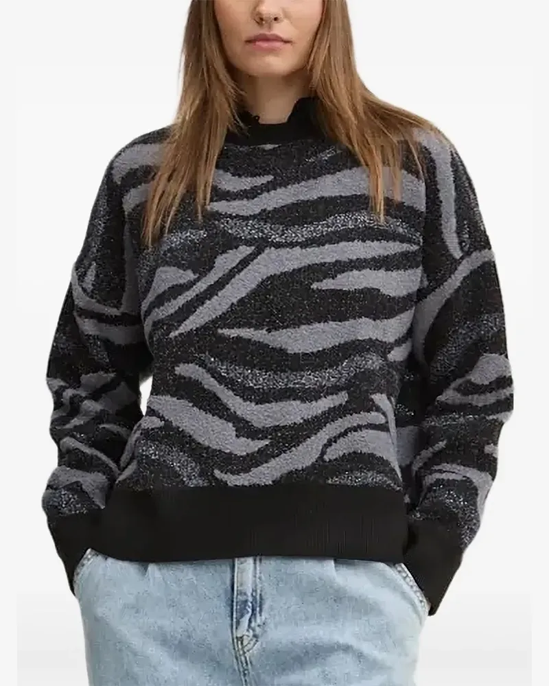 Desigual Pullover mit Zebra-Print - Schwarz Schwarz