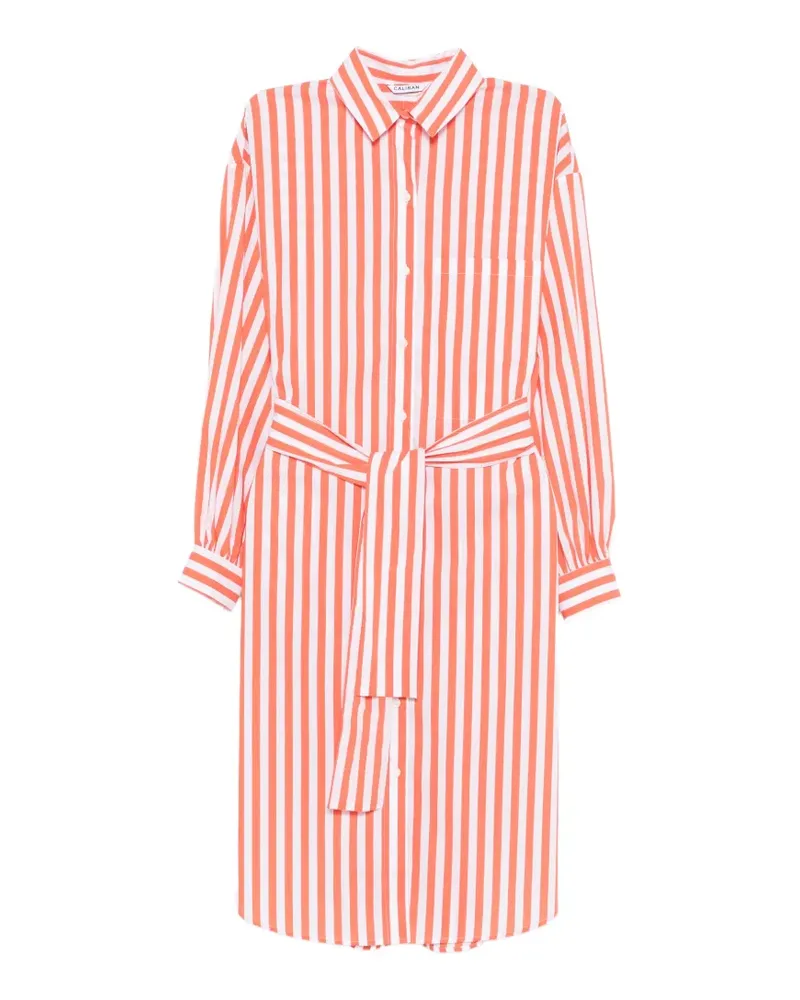 Caliban Gestreiftes Midikleid - Orange Orange