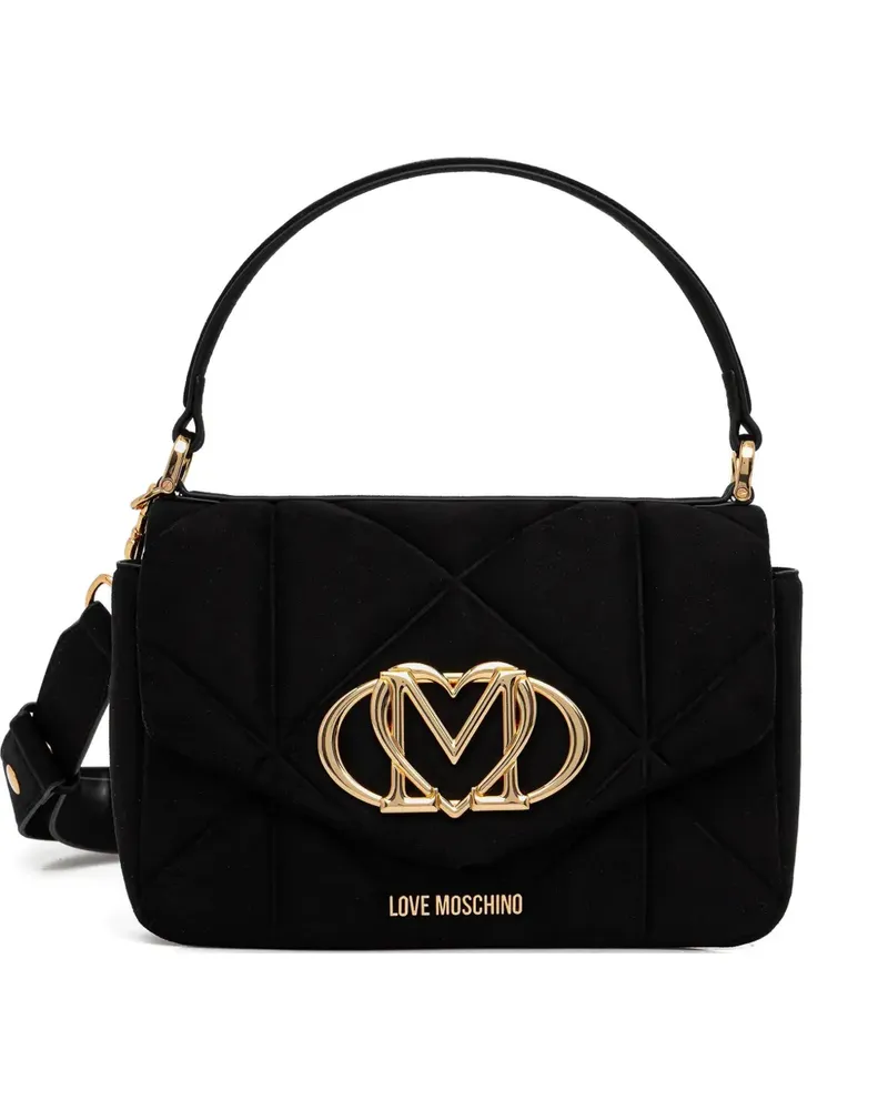 Moschino quilted-design logo-plaque shoulder bag - Schwarz Schwarz