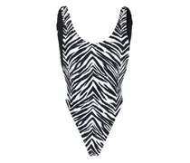 Badeanzug mit Zebra-Print - Schwarz