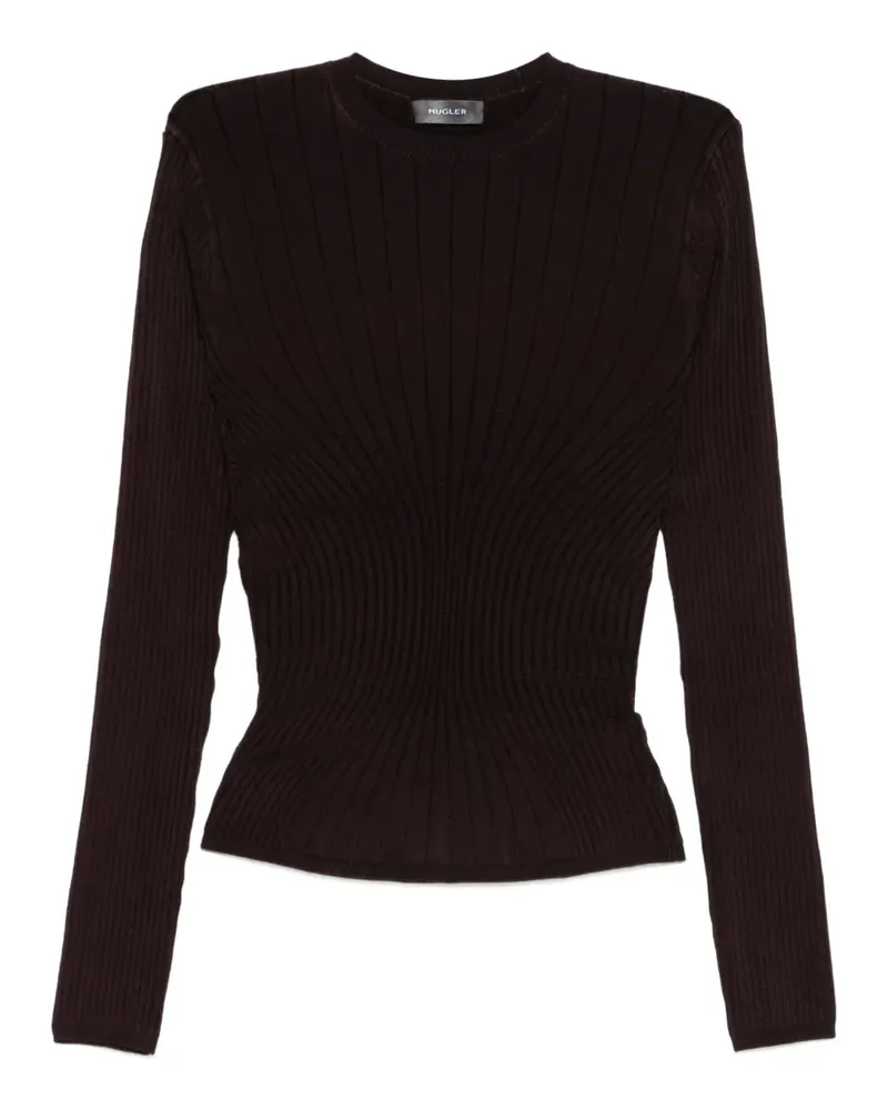 Thierry Mugler Geripptes Langarmshirt - Violett Violett