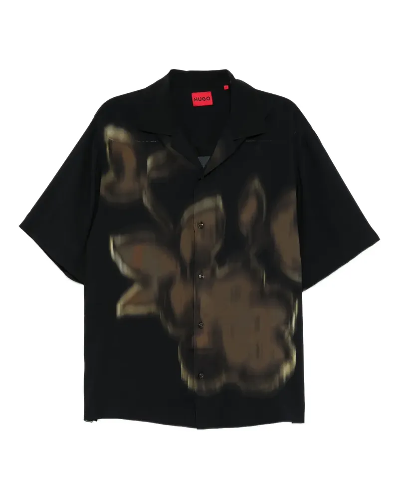 HUGO BOSS Hemd mit Blumen-Print - Schwarz Schwarz