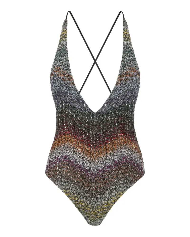 Missoni V-neck zigzag swimsuit - Grau Grau