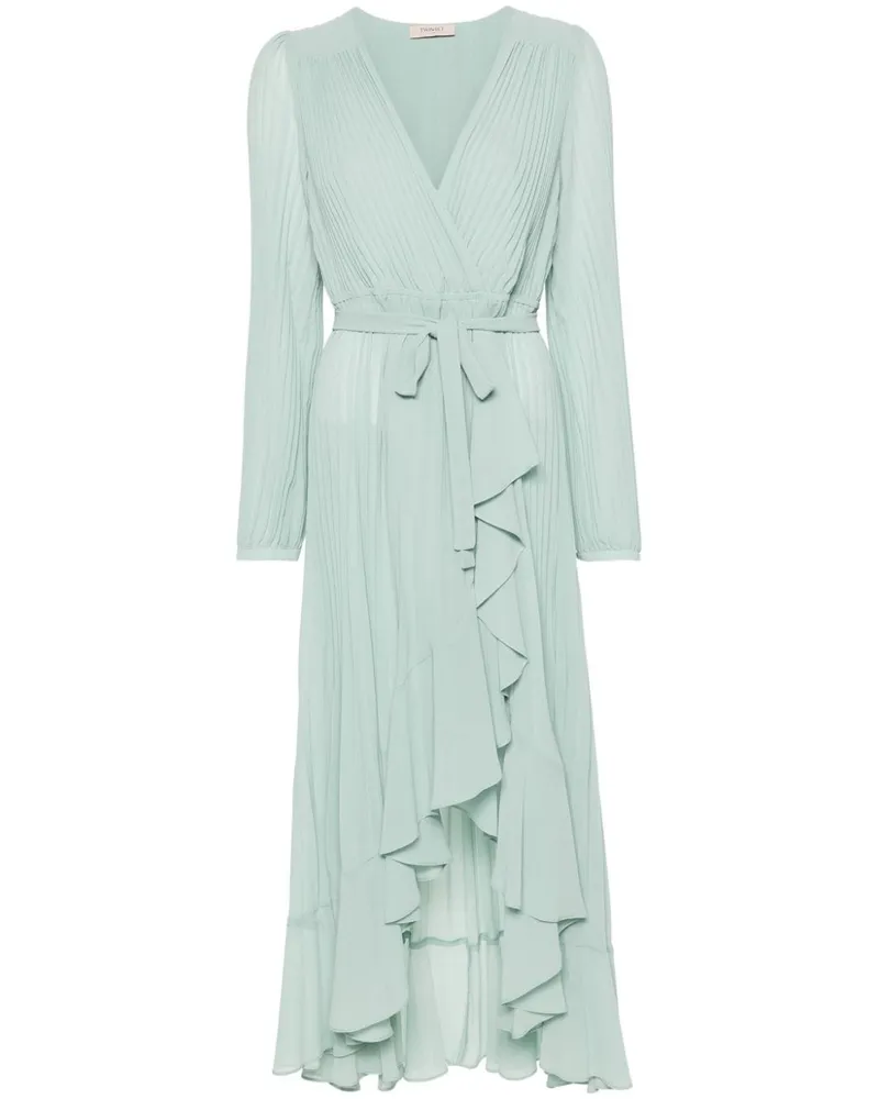 Twin-Set Maxikleid mit Rüschenborte - Grün Grün