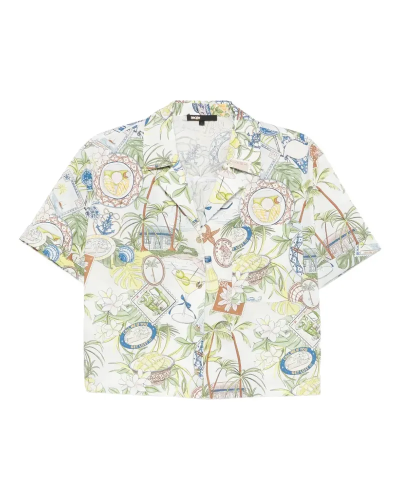 Maje postcard-print short-sleeve shirt - Grün Grün