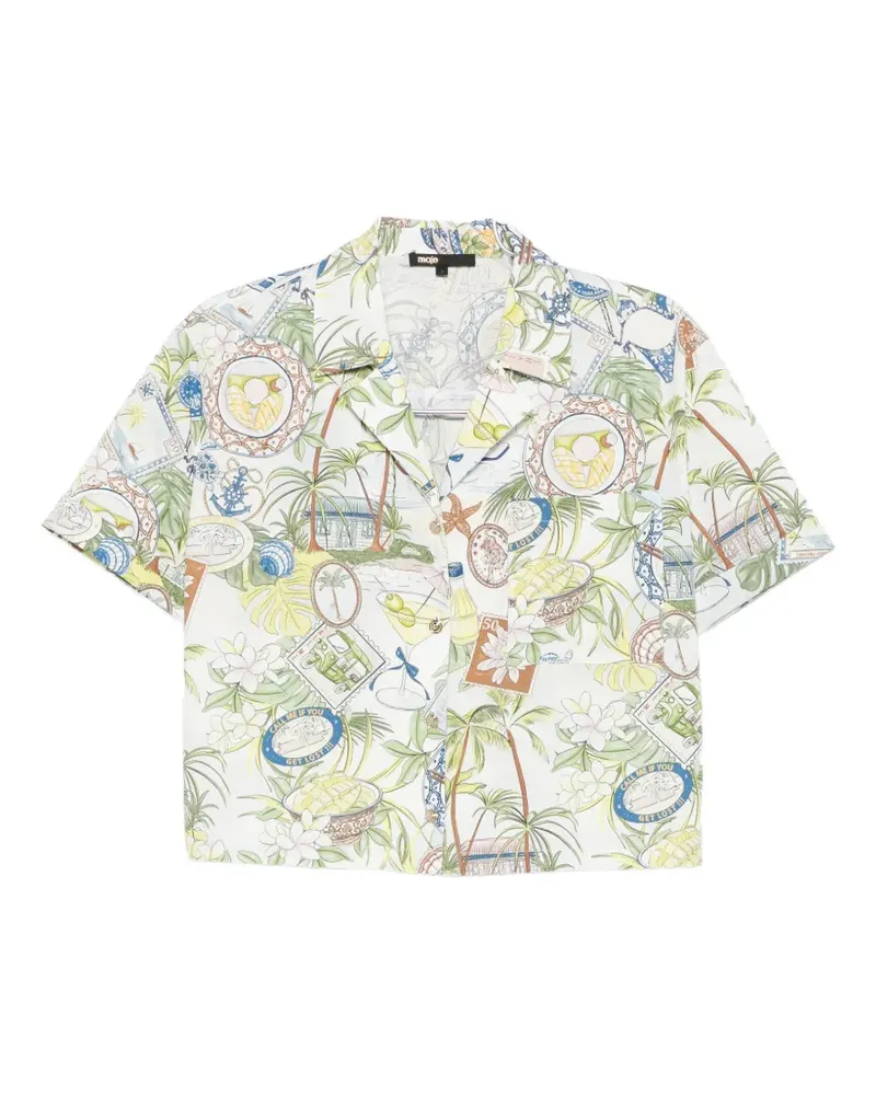 Maje postcard-print short-sleeve shirt - Grün Grün