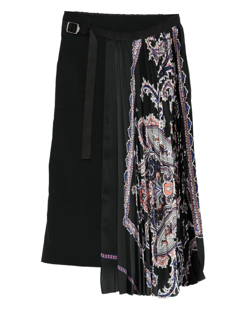 Sacai pleated paisley-print skirt - Schwarz Schwarz