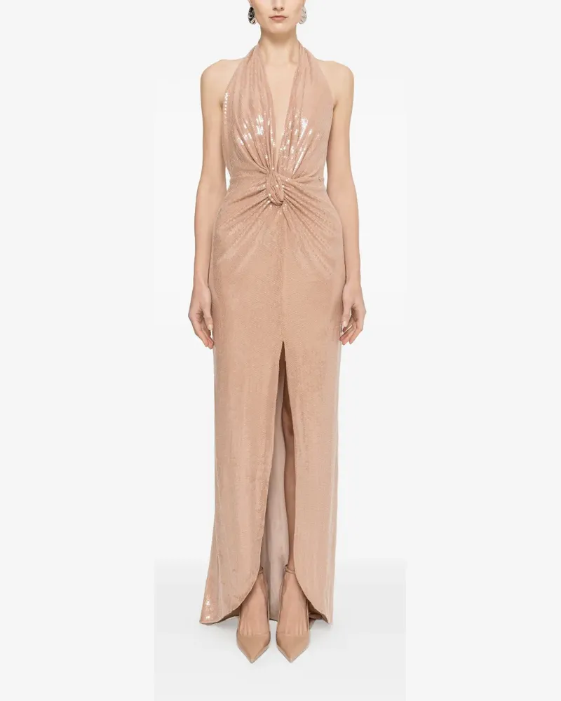 NISSA sequin open-back maxi dress - Nude Nude