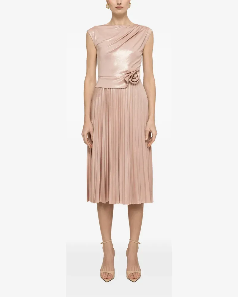 NISSA metallic-effect pleated midi dress - Rosa Rosa
