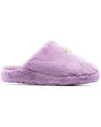 Versace Slipper aus Faux Fur mit Medusa Violett