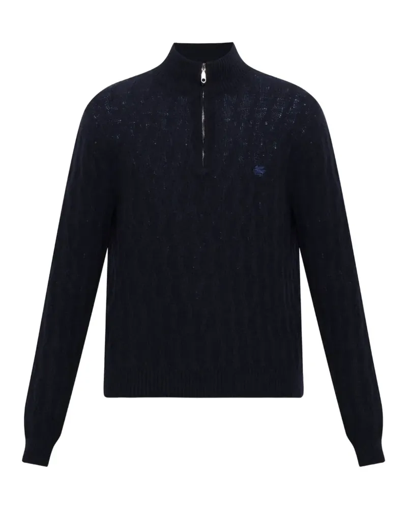 Etro Zopfmuster-Pullover mit Viertelreißverschluss - Blau Blau