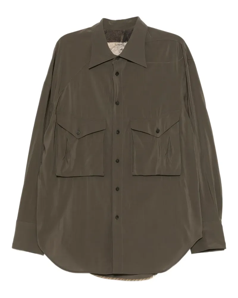 Ziggy Chen Hemd mit abgerundetem Saum - Grün Grün