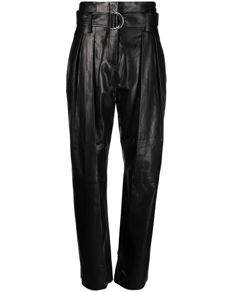 IRO Adica Lederhose mit geradem Bein - Schwarz Schwarz