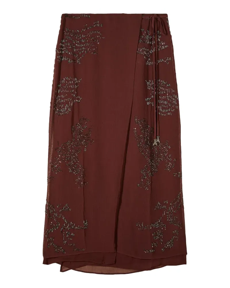 Patrizia Pepe hand-embroidered wrap skirt - Braun Braun