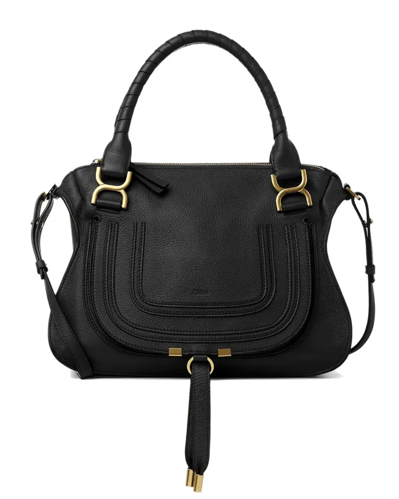 Chloé Marcie grained leather satchel - Schwarz Schwarz