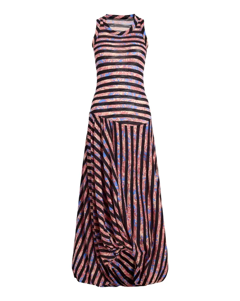 Proenza Schouler Gestreiftes Nour Midikleid mit Print - Schwarz Schwarz