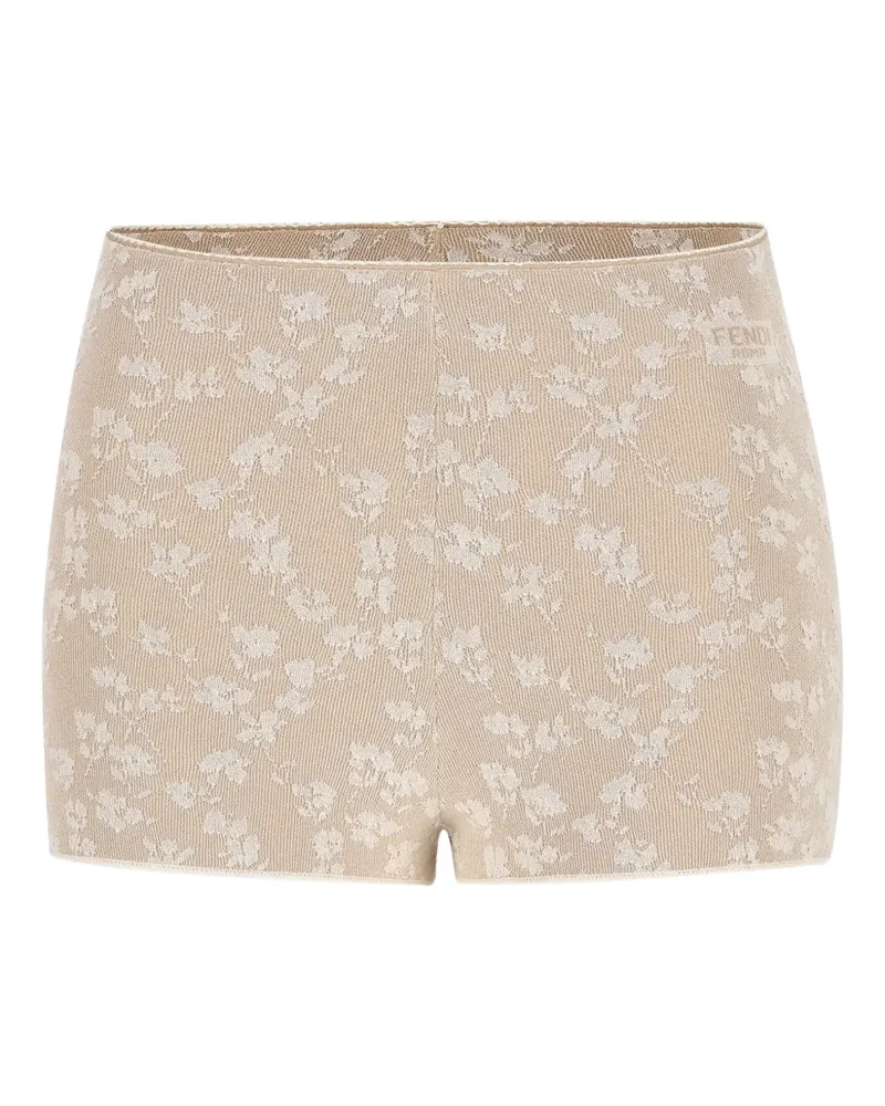 Fendi Jacquard-Shorts mit Blumenspitze - Nude Nude
