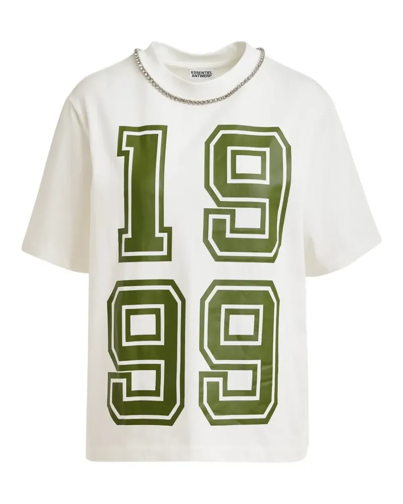 Essentiel Jisos T-Shirt mit Nummern-Print - Weiß Weiß