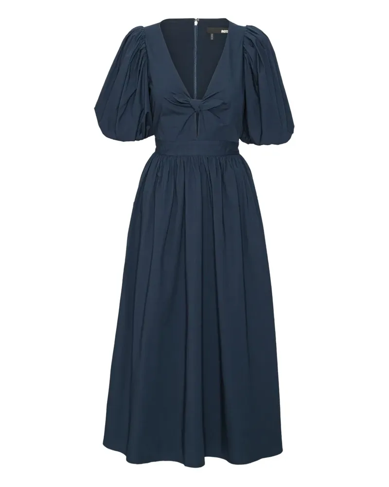 ROTATE Birger Christensen Midikleid mit Puffärmeln - Blau Blau
