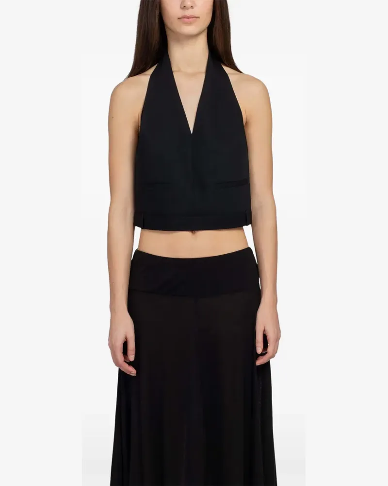 St. Agni Upside Down halterneck blouse - Schwarz Schwarz