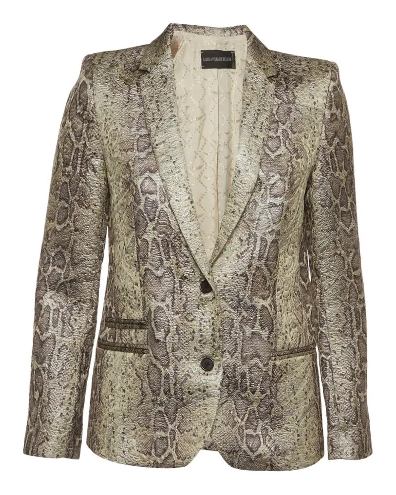 Zadig & Voltaire python-jacquard single-breasted blazer - Nude Nude