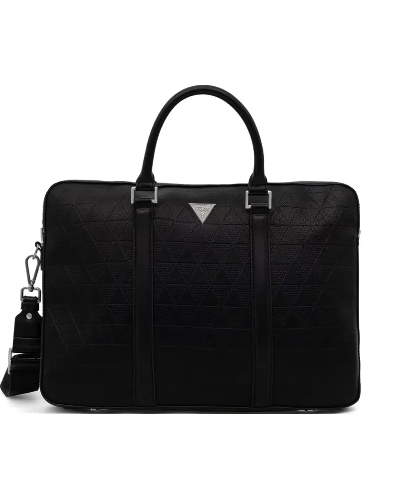 Guess Torino geometric-patterned briefcase - Schwarz Schwarz