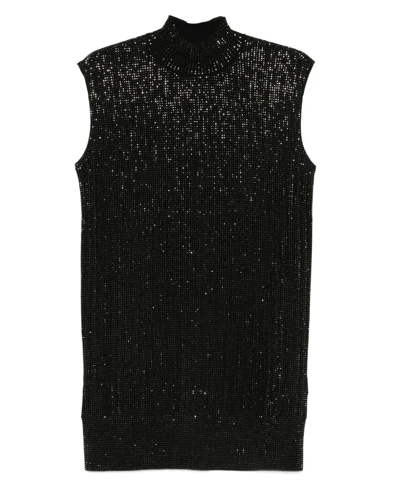 Emporio Armani Ärmelloses Paillettenkleid mit Stehkragen - Schwarz Schwarz