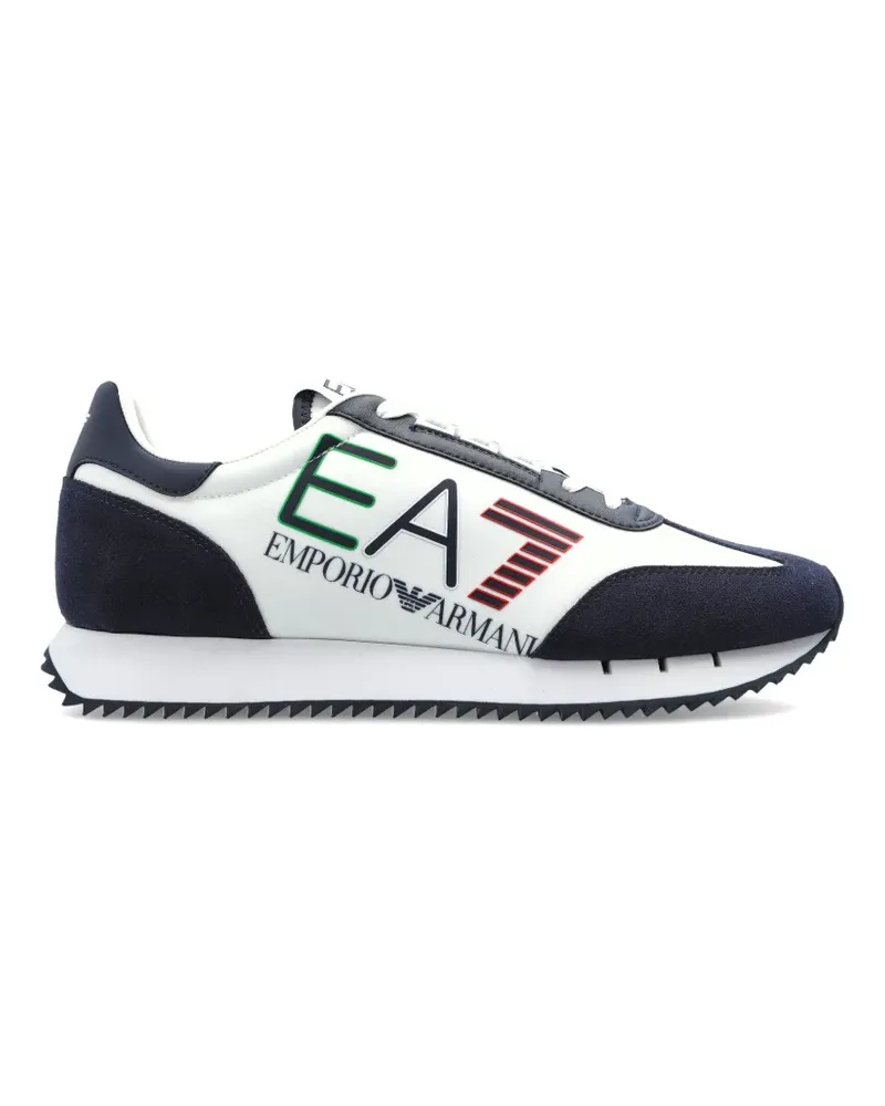 EA7 logo leather sneakers - Weiß Weiß