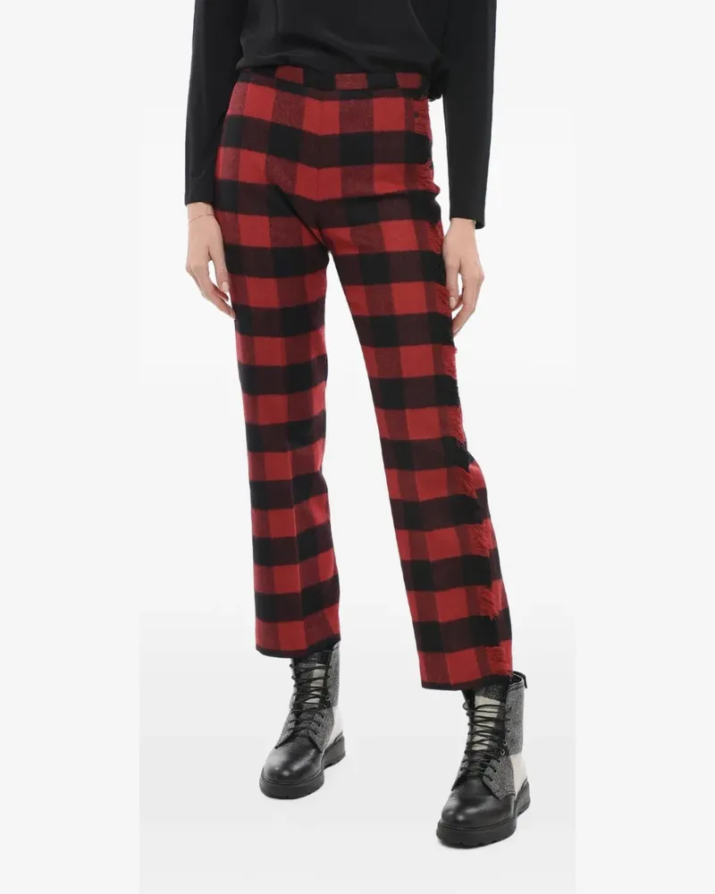 Woolrich Karierte Hose mit ausgefransten Kanten - Rot Rot
