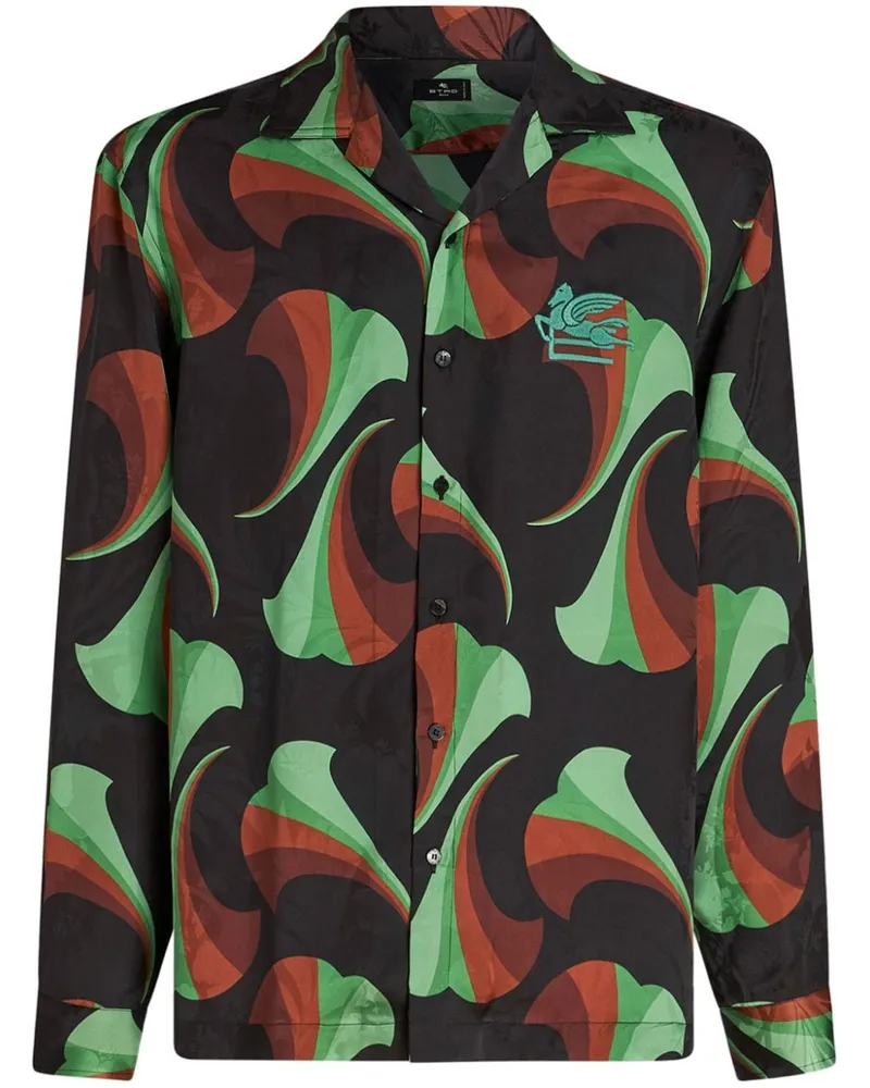 Etro Bowlinghemd aus Seide mit Print - Schwarz Schwarz